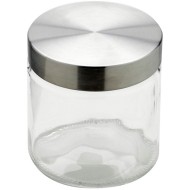 Pote 880ml de Vidro Borossilicato Redondo Com Tampa Aco Inox